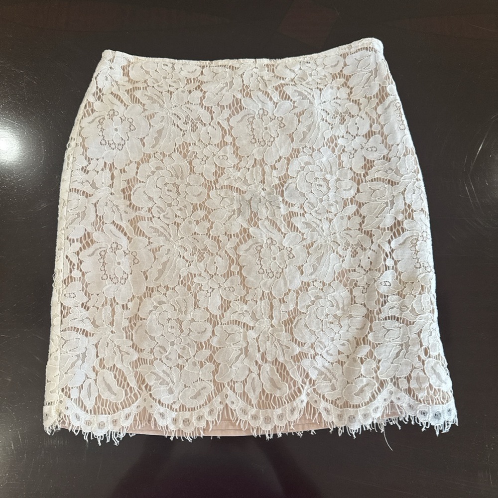 Lucy Paris Cream Lace Mini Skirt